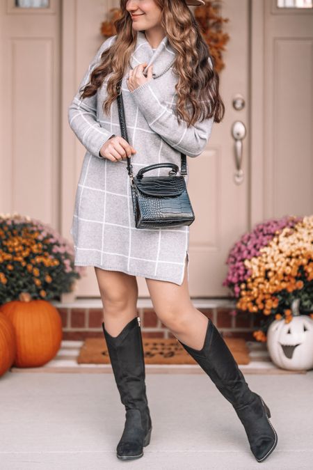 Fall dress and western boots fit true to size. 
Fall outfits • cowboy boots • cowgirl boots 

#LTKsalealert #LTKSeasonal #LTKunder50