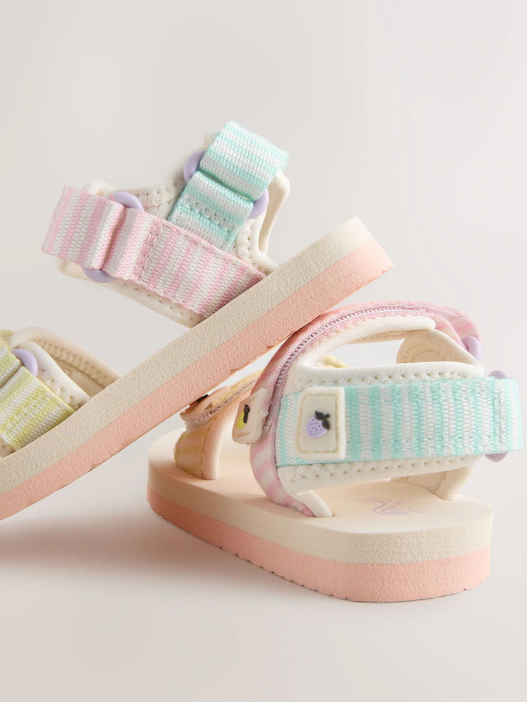 Multi Pastel Stripe Trekker Sandals | Next US