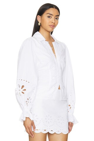 Tess Button Up Shirt in White | Revolve Clothing (Global)