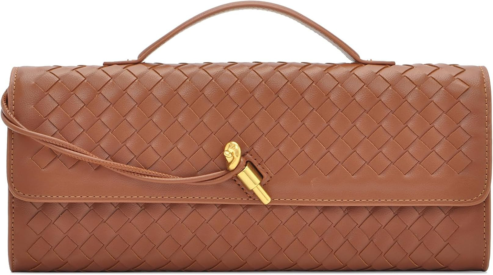 Woven Clutch Purses for Women, Formal Satchel Leather Evening Bag Shoulder Handbag | Amazon (US)