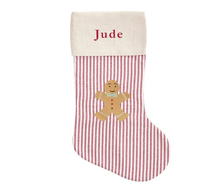 Gingerbread Ticking Stripe Christmas Stocking | Pottery Barn Kids