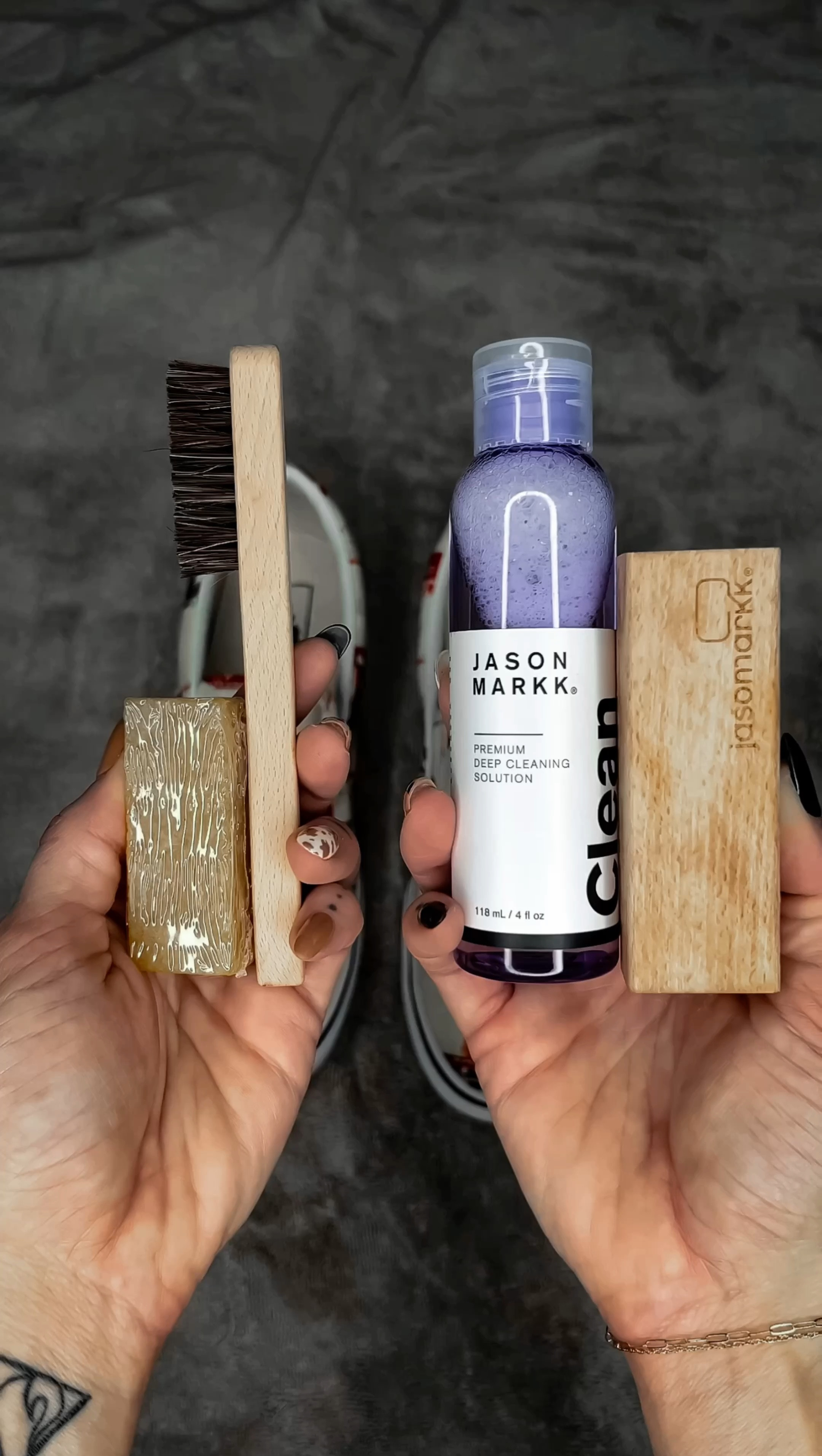 #JasonMarkk Shoe Cleaner Essential + Suede Kit Bundle 🧼👟🤎

Things to Know: 
- Use the small brush to get rid of any loose grass or dirt prior to cleaning (getting wet).
- DIP THE CLEANING BRUSH IN WATER (warm) then apply cleaner brush.
- Wipe off any excess liquids with a MICROFIBER cloth.
- Use eraser to remove any dirt marks on rubber soles.

#VansOffTheWall Slip-On’s - purchased new from #Poshmark.

xo, e

#LTKunder50 #LTKstyletip #LTKshoecrush