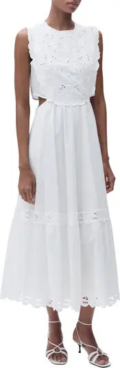 MANGO Embroidered Eyelet Sleeveless Maxi Dress | Nordstrom | Nordstrom