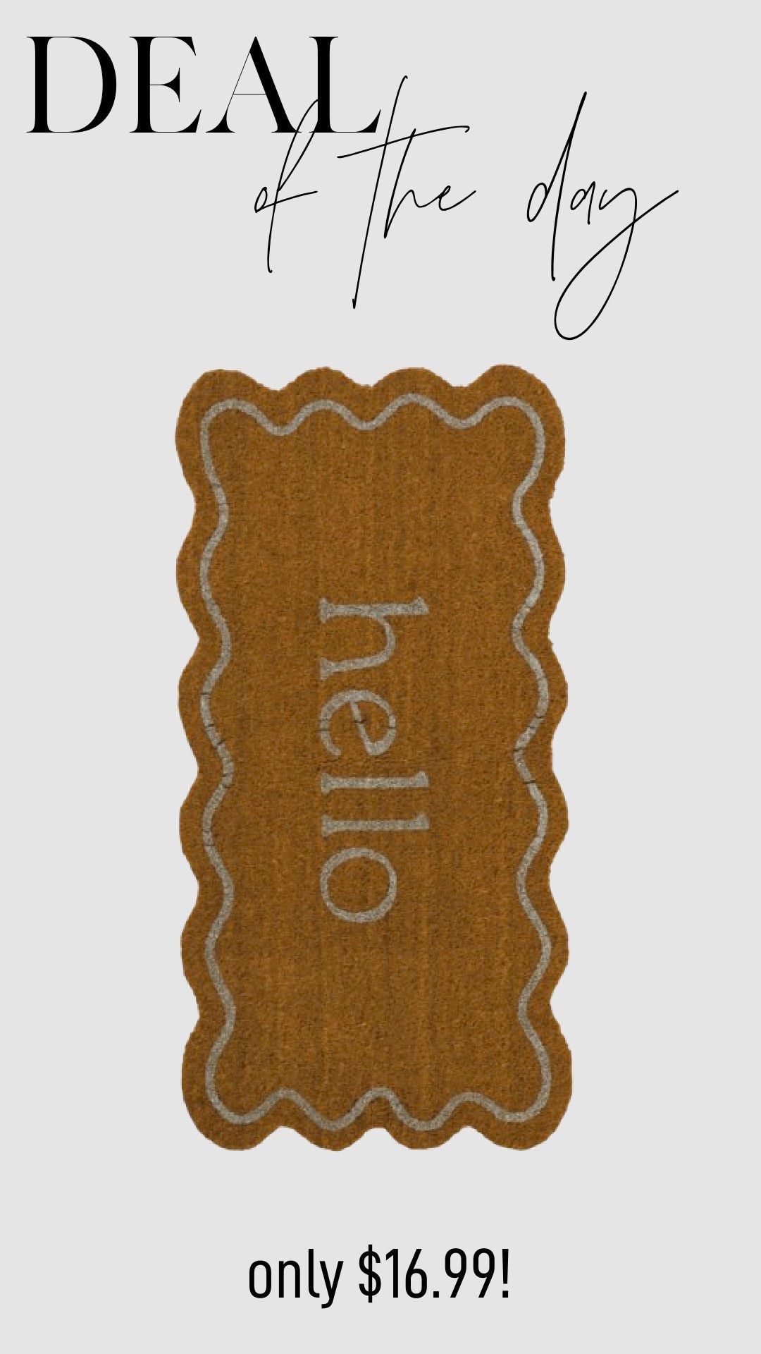 Welcome guests in style with this scalloped edge large hello doormat, available for just $16.99. Featuring a charming design and durable construction, this doormat is perfect for adding a warm, inviting touch to your entryway. Its generous size offers ample space to catch dirt and debris, while the scalloped edges give it a unique, decorative flair. A budget-friendly way to upgrade your doorstep, this doormat is both functional and stylish.

#LTKFindsUnder50 #LTKHome #LTKSaleAlert
