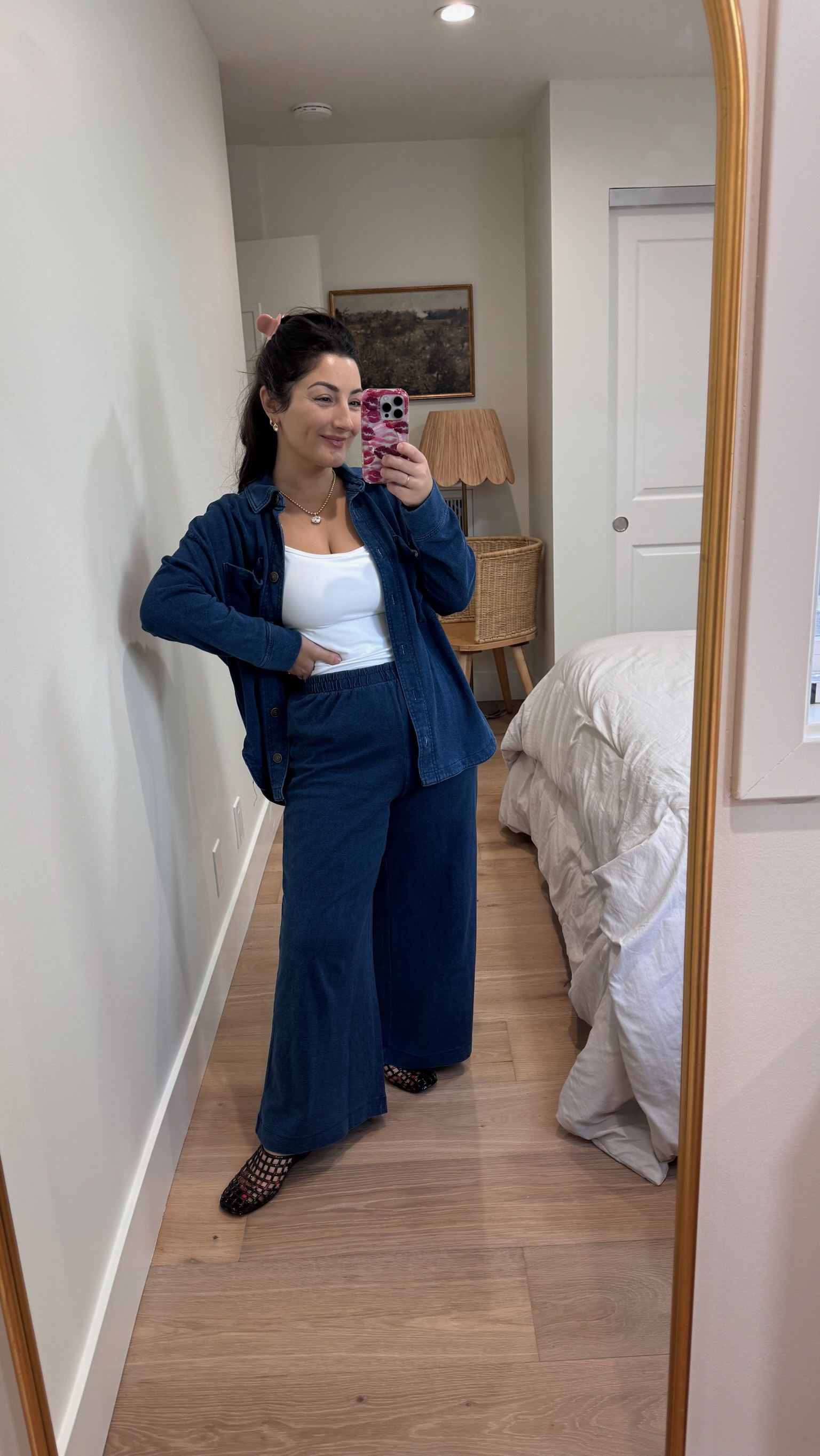OOTD! Matching set that feels like sweats but looks like denim! 

Top size xs 
Pants size small

5’0” 140lbs 
Petite friendly

#LTKootd #LTKPetite #LTKdayinmylife