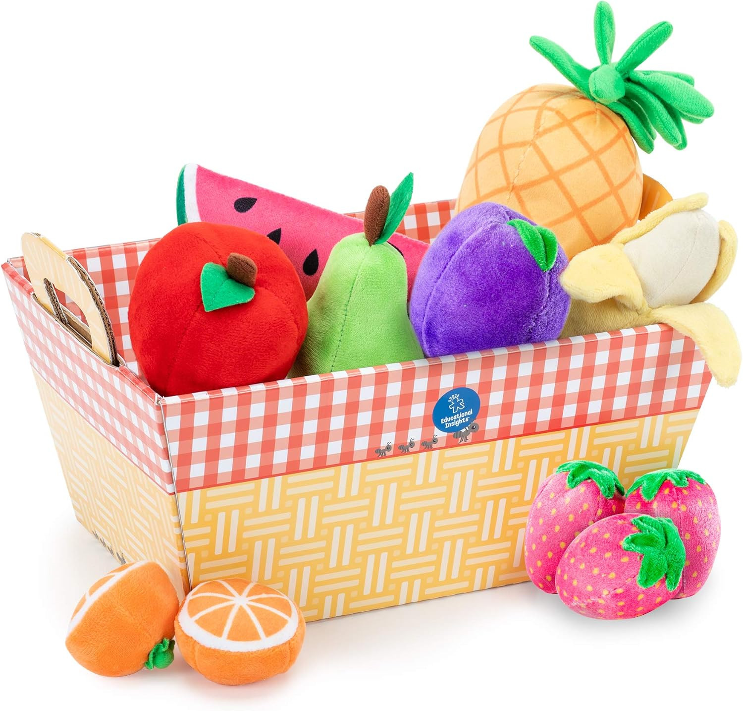 Educational Insights Plush Fruit Basket 12-Piece Set, Pretend Play Food, Early-Learning Skills, A... | Amazon (US)
