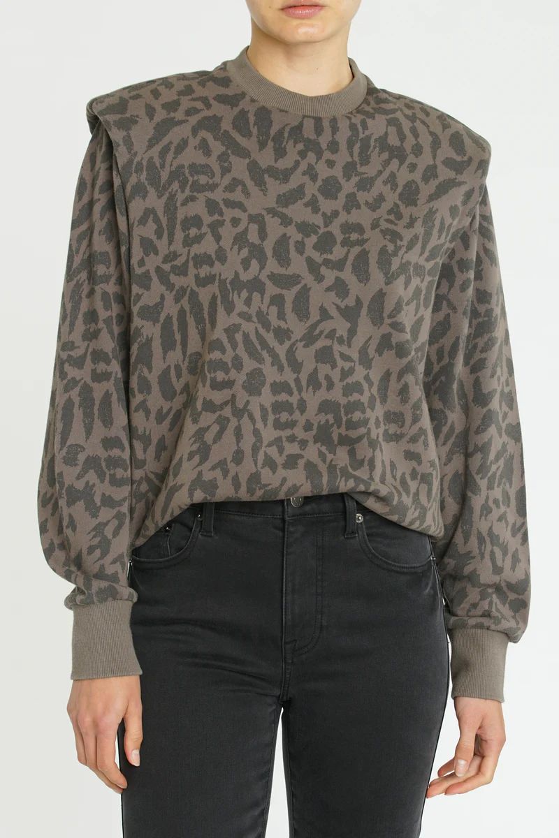 Kirsten Shoulder Pad Sweatshirt - Jagged Leopard | Pistola Denim