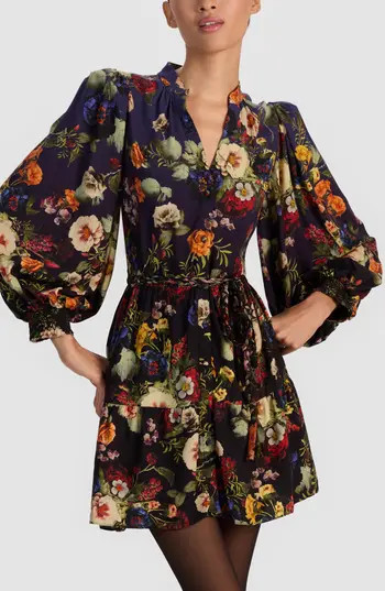 Alice + Olivia Antonette Long Sleeve Button-Up Minidress in Magic Garden Gradient at Nordstrom Rack, Size 4 | Nordstrom Rack