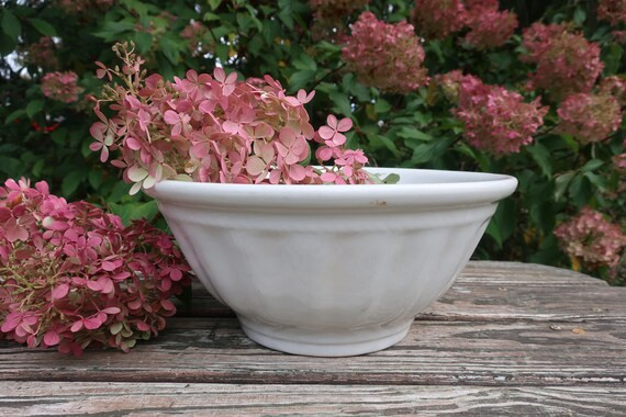 Antique White Ironstone Mixing Bowl with Shabby Blue and Yellow Flowers Stoneware Pottery Rustic ... | Etsy (CAD)