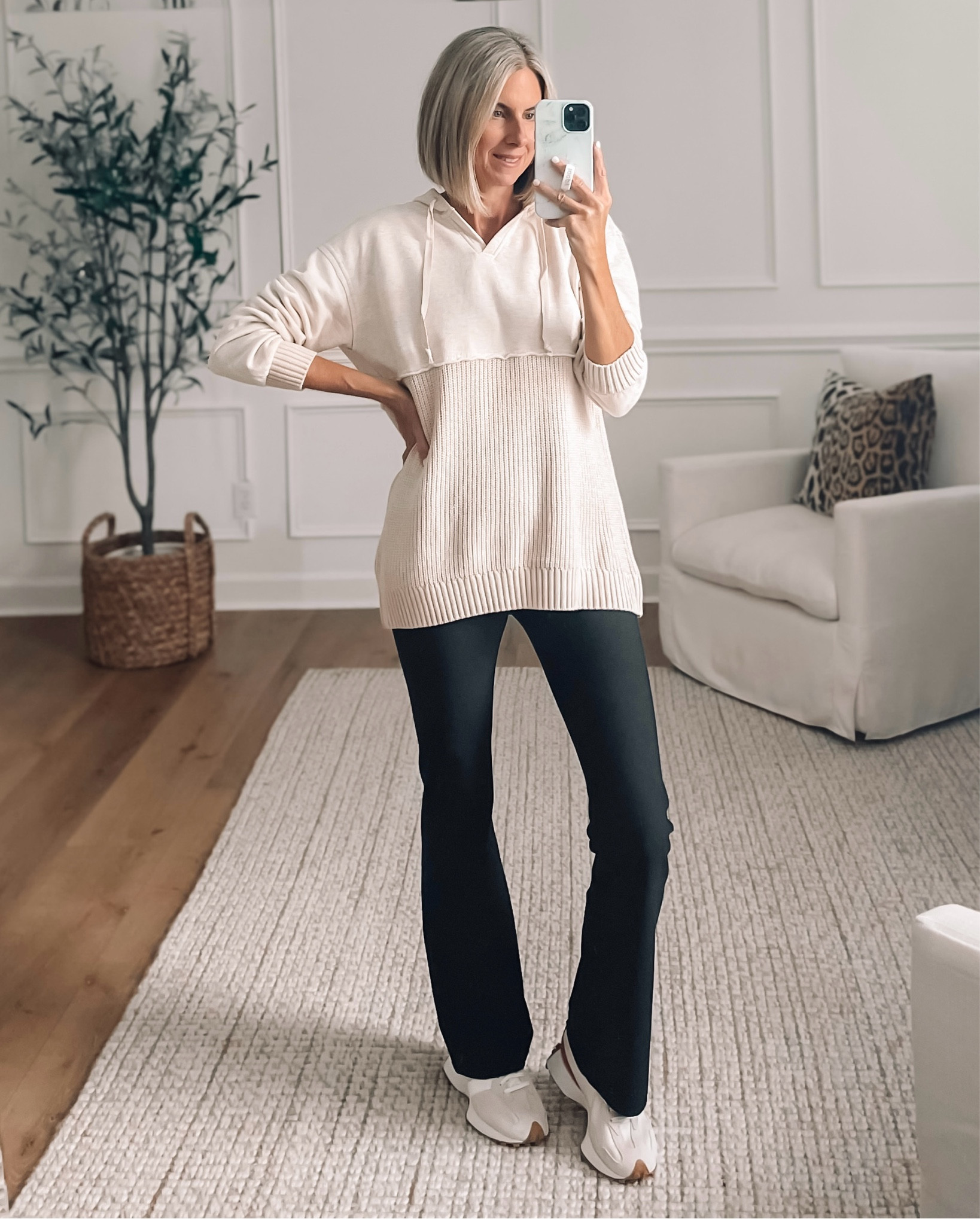 This Walmart sweater is so good! Soft fleece material on top and sweater material on bottom. Long enough for leggings but cute with jeans too. Wearing a small. Comes in other colors. Abercrombie Flare leggings are my favorite and so comfy! Wearing a small.






Walmart fall fashion 
Leggings outfit ideas 
Casual outfit 
#walmartfashion



#LTKFindsUnder50 #LTKStyleTip #LTKSaleAlert