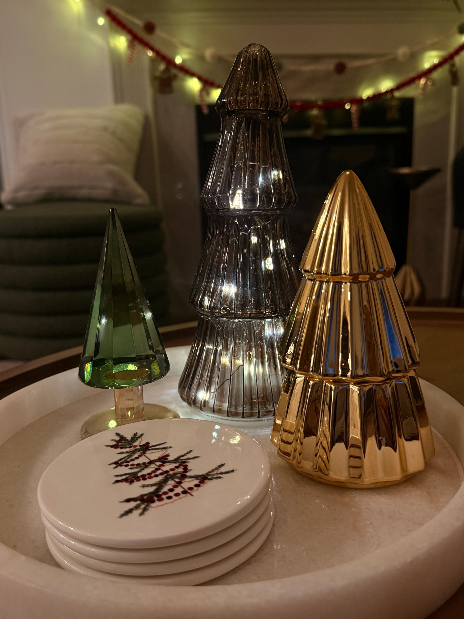 Christmas coffee table and coasters. Simple Christmas decor  

#LTKhome #LTKcanada #LTKholiday