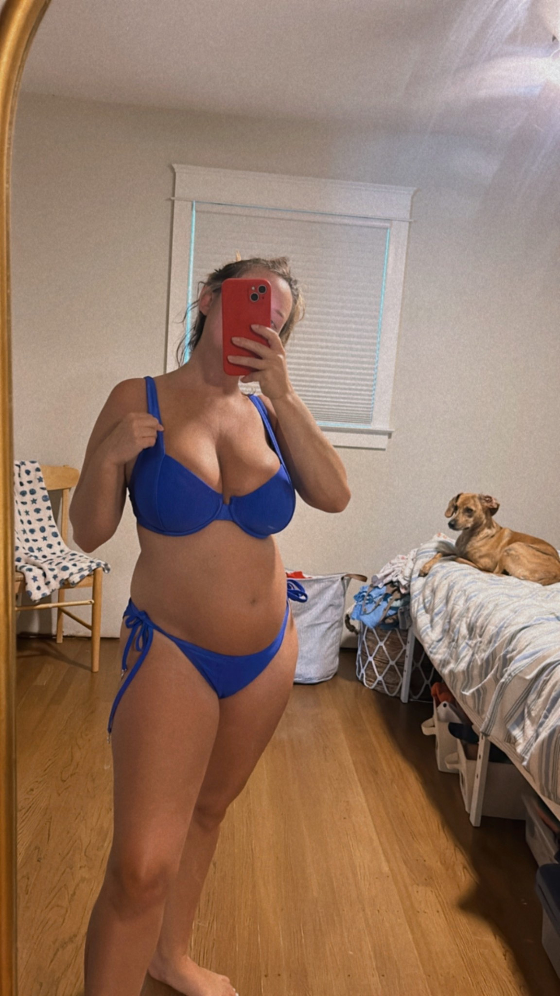 wearing size DD too. Medium bottom. 5’2 148lbs curvy