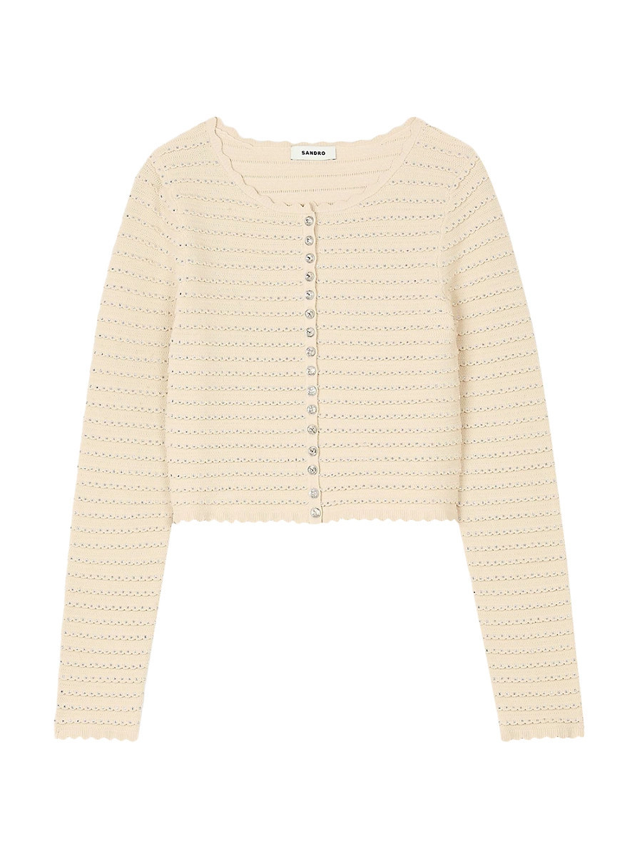 Women's Rhinestone Cardigan - Beige - Size XS | Saks Fifth Avenue