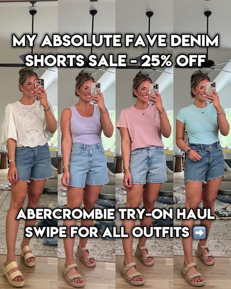 Abercrombie haul!!! My absolute fave denim shorts restocked!!! & on major sale! 25% off all shorts + ⭐️ use code AFMORGAN for extra 15% off everything! 🤩⭐️
My measurements:
•My waist is 28.75” at the smallest part, 31” around my belly button, & my hips are 40” at the widest part. The size 29 curve love denim shorts are a perfect fit. 🍑 
My sizing info:
•All of these denim shorts are TTS - 29
•all tops, tees, & dresses TTS - M (regular length & I’m 5’5)
•I sized up 1 to the L in the capri sweatshirt for a comfy fit & sized up 2 to the XL in the USA Olympic 🇺🇸 sweatshirt for a v comfy & v oversized fit. So soft. 10/10 
•I sized DOWN 1 in the blue & black denim dresses and the blue & black denim vests. If you’re bustier than me, get your true size (I’m a 36B/C) 


#LTKSaleAlert #LTKFindsUnder50 #LTKMidsize