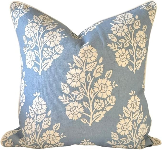 Grandmillennial Pillow Cover 20" x 20" Throw Pillow for Home Hazel Blue White Floral Pillow Cover... | Amazon (US)