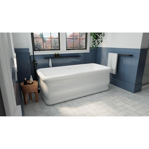 Crest 67 in. L x 31-1/2 in. W x 24-1/2 in. H Freestanding Acrylic Bathtub, White Drain | Amazon (US)