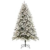 Nearly Natural 7.5ft. Flocked South Carolina Spruce Artificial Christmas Tree with 600 Clear Lights  | Amazon (US)