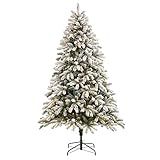 Nearly Natural 7.5ft. Flocked South Carolina Spruce Artificial Christmas Tree with 600 Clear Lights  | Amazon (US)