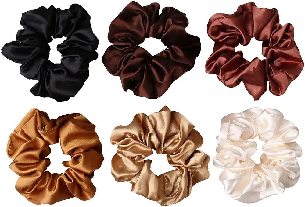 6 Pcs Hair Scrunchies, Silk Scrunchies Teacher Appreciation Gift for Her Women Satin Elastic Soft... | Amazon (CA)