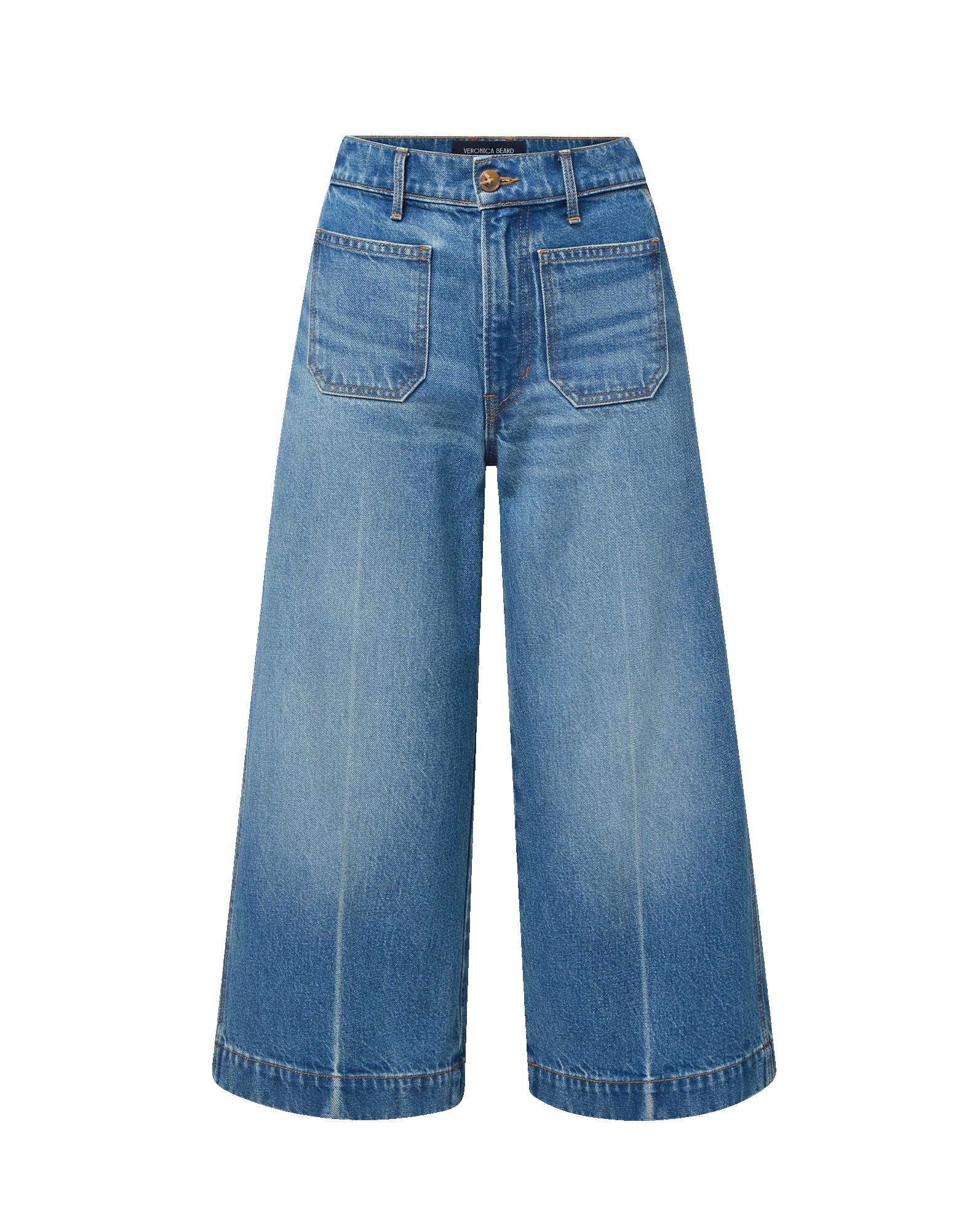 Marlowe Patch-Pocket Culotte Jean in Blue Denim Memory Lane | Veronica Beard | Veronica Beard