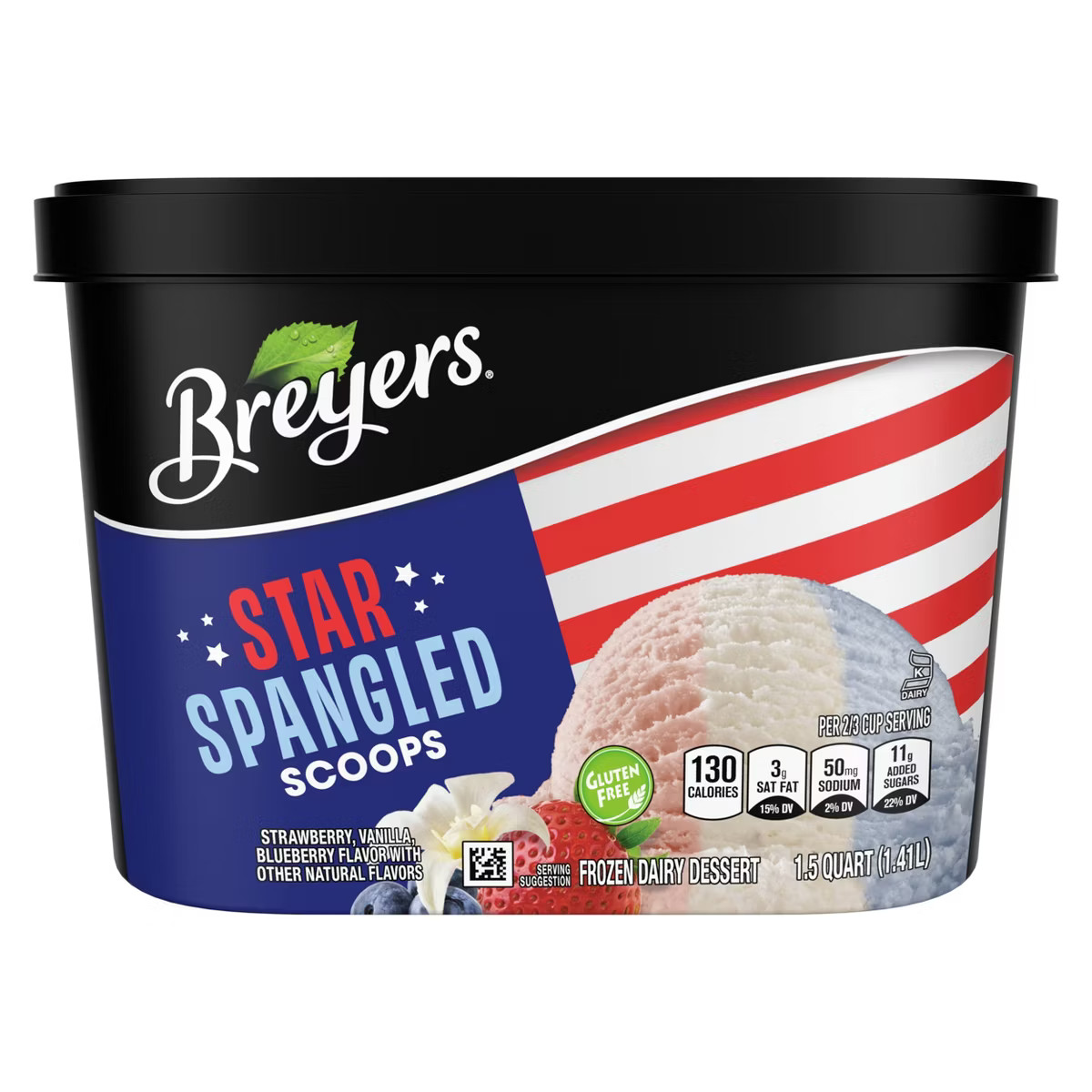 Breyers Strawberry, Vanilla & Blueberry Frozen Dairy Dessert Star Spangled Scoops Gluten Free - 4... | Target
