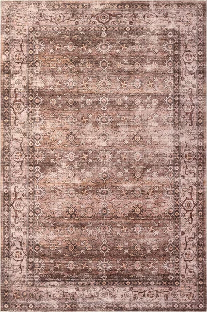 Brown Myrtle Washable Vintage 3' x 5' Area Rug | Rugs USA
