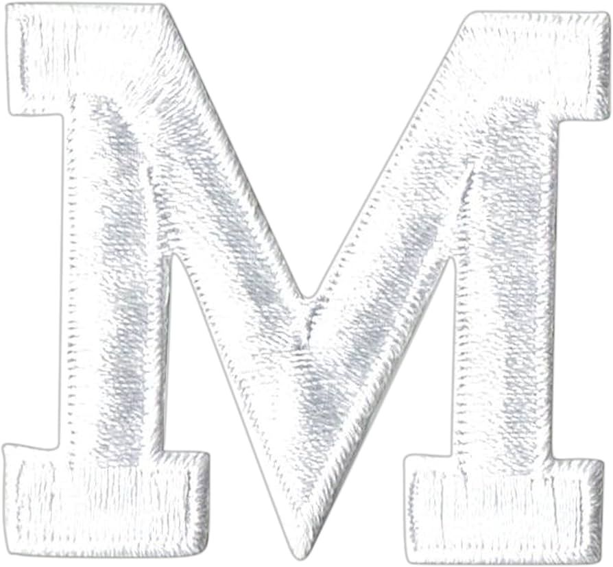 1-7/8" White Letters & Numbers, Iron on Patch, Embroidered (Letter M) | Amazon (US)