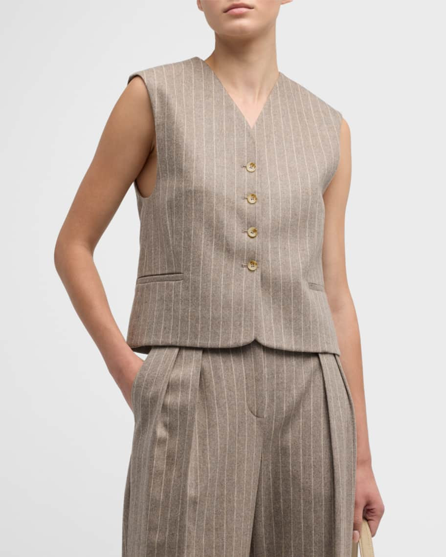 Smith Pinstripe Cashmere-Wool Vest | Neiman Marcus