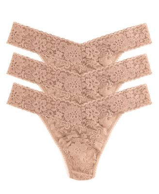 Hanky Panky Women's Daily Lace Orignal Rise 3 Pack Thong Underwear - Taupe | Macy's
