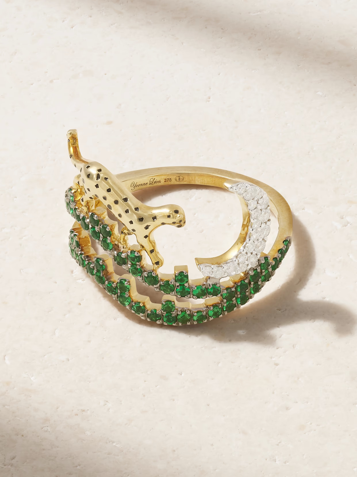 Yvonne Léon - Bague Rêves Étoilés 9-karat Gold, Diamond, Tsavorite And Enamel Ring - 7 | NET-A-PORTER (UK & EU)