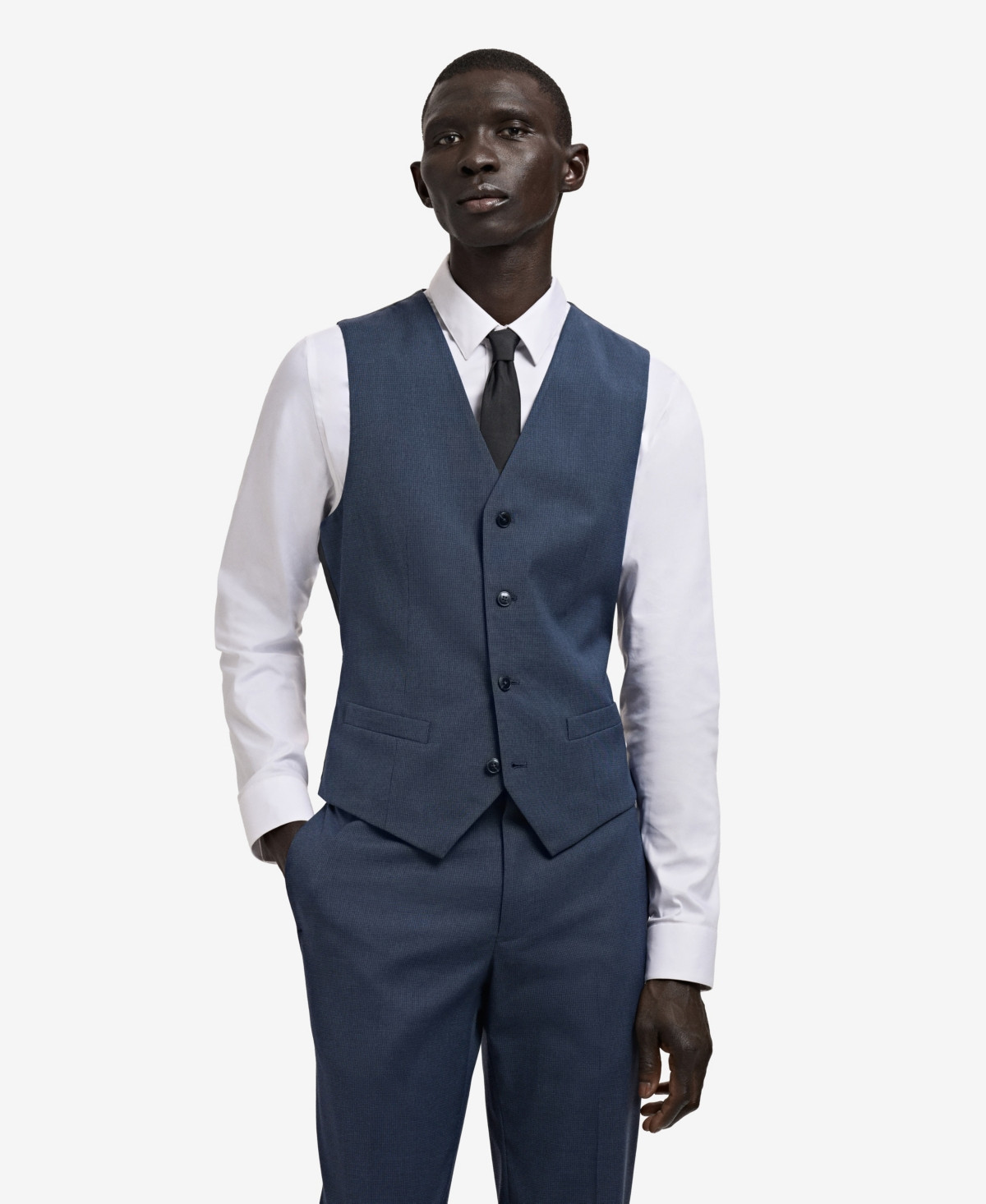 Mango Men's Paris Super Slim-Fit Suit Vest - Ink Blue | Macy's