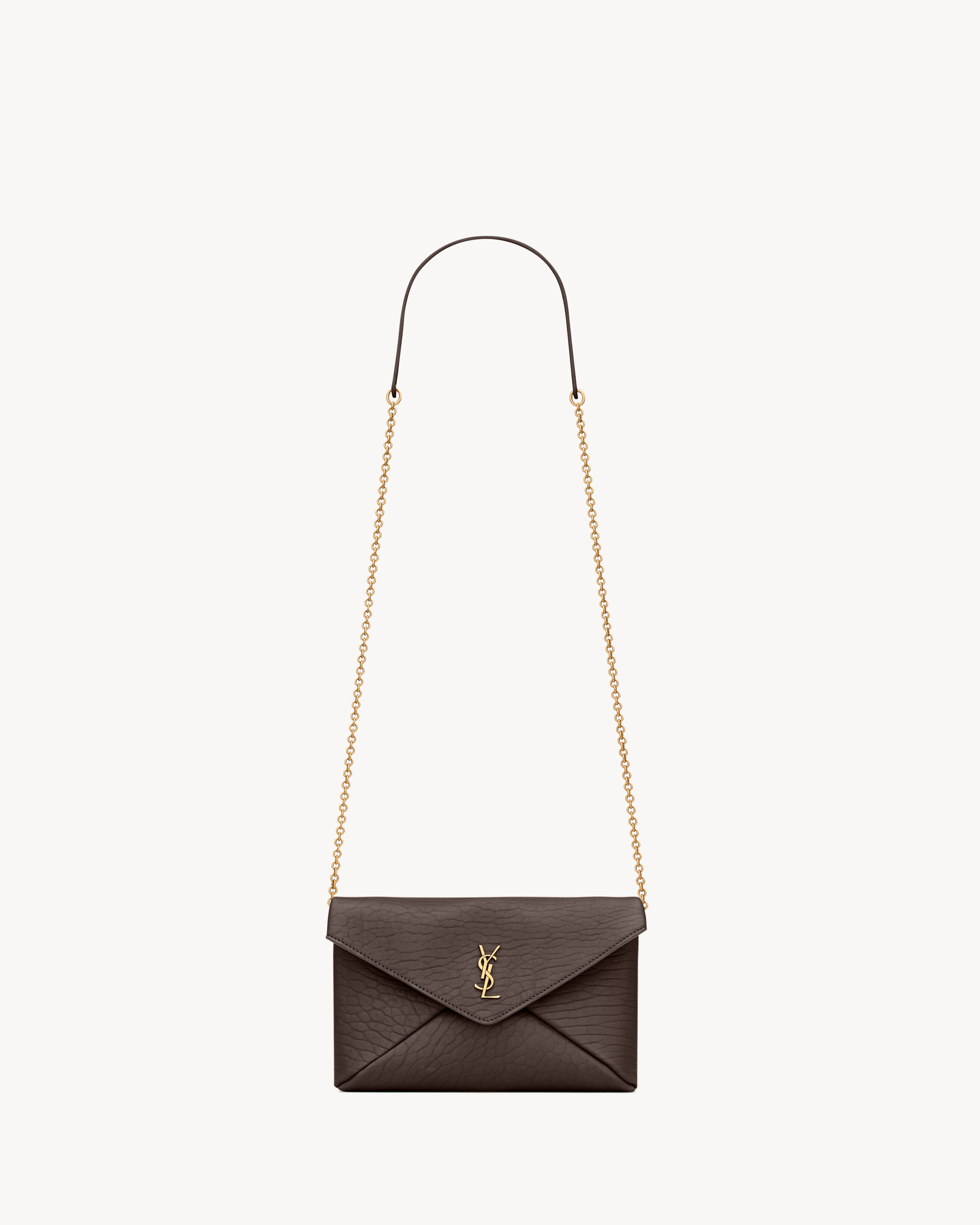 Saint Laurent Cassandre Small Chain Pouch In Lambskin - Amber - Women - One Size | Saint Laurent Inc. (Global)