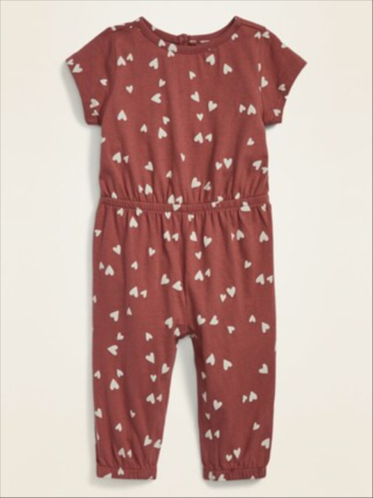 Printed Short-Sleeve Jersey Jumpsuit for Baby