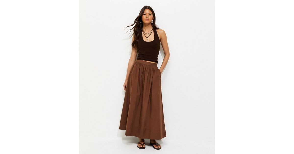 Women's Brown Poplin Circle Skirt New Look | New Look (UK)