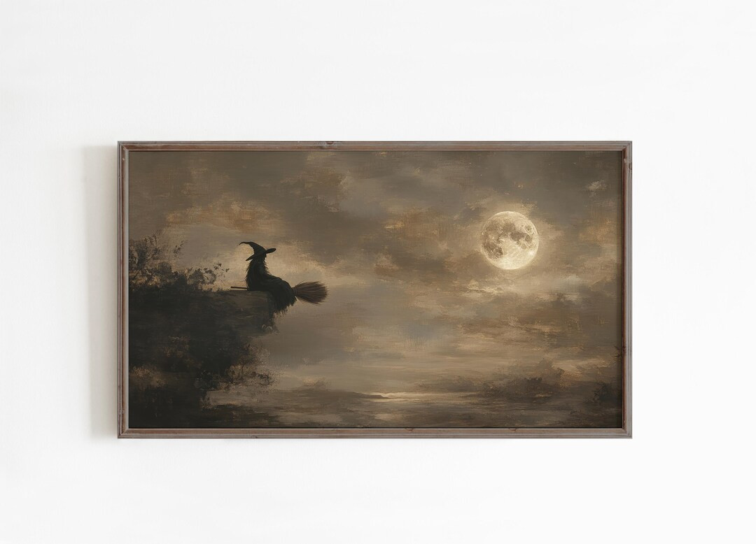 Witch Halloween Frame TV Art Moody Vintage - Etsy Peru | Etsy (US)