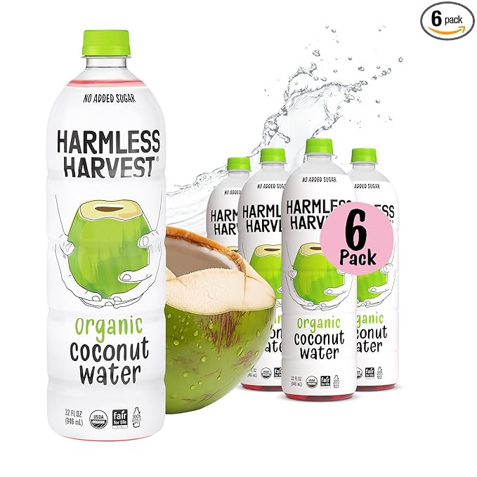 Harmless Harvest Coconut Water Organic Drink 32 Fl Oz, 6 Pack - Natural Electrolyte Hydration, No... | Amazon (US)