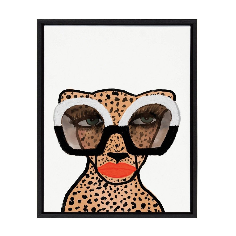 18"" x 24"" Sylvie Cheetah 4"" Framed Canvas by Kendra Dandy Black - Kate & Laurel All Things Decor | Target
