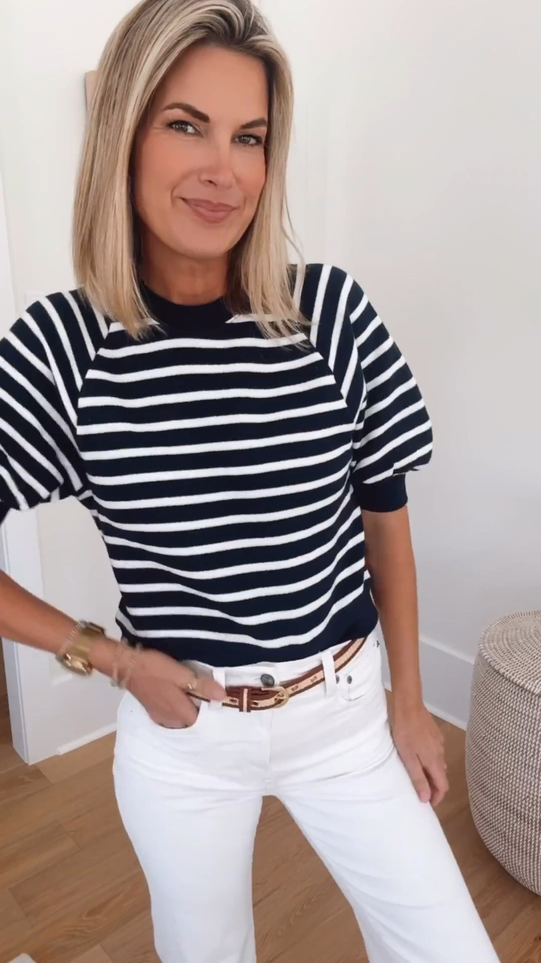 Coastal spring outfit. Small puff shoulder sweatshirt and 27 tall white jeans. I’m 5’11” for reference.

#LTKootd #LTKTall #LTKOver40