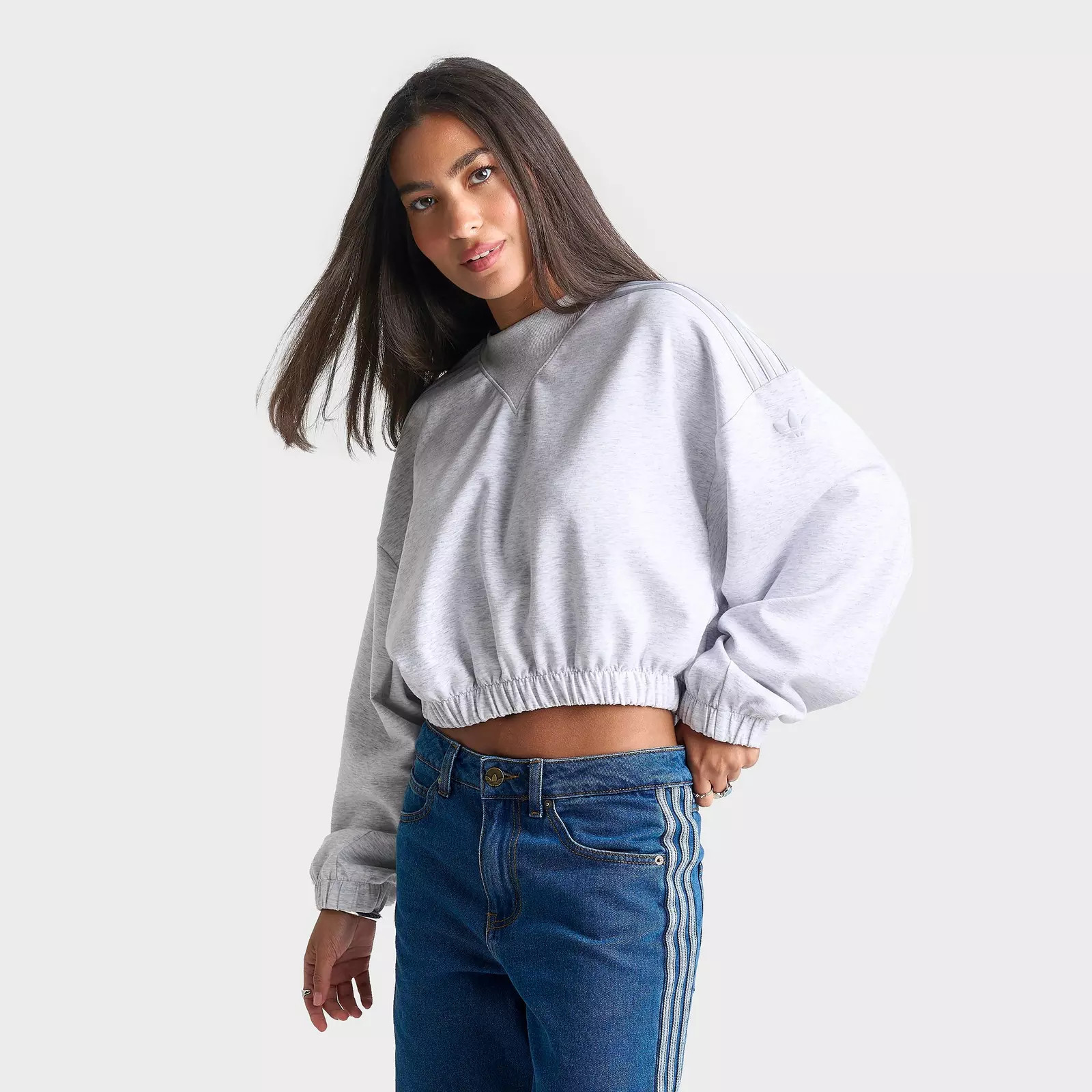 Women's adidas Originals Aura Spacer Oversized Cropped Crewneck Sweatshirt | Finish Line (US)