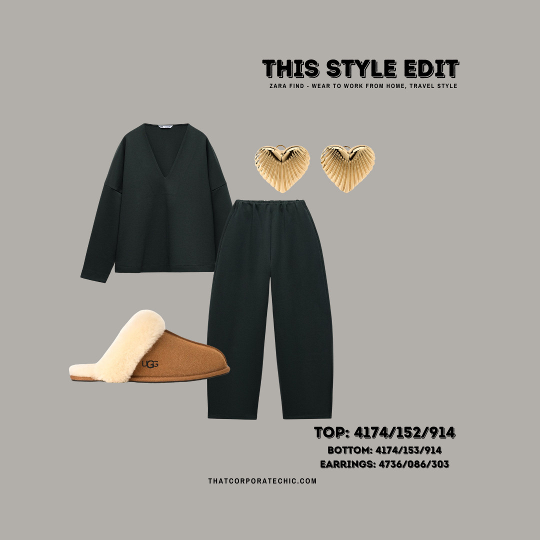 Zara find - styling - Wear to WFH, airport style and errands. #wfhstyle #Zaraxltk


Style reference :
Top: 4174/152/914
Bottom: 4174/153/914
Earrings: 4736/086/303 

 #LTKeurope #LTKover50style #LTKstyletip