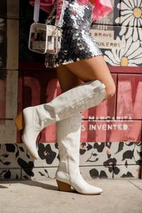 Shania White Cowboy Boot | Pink Lily