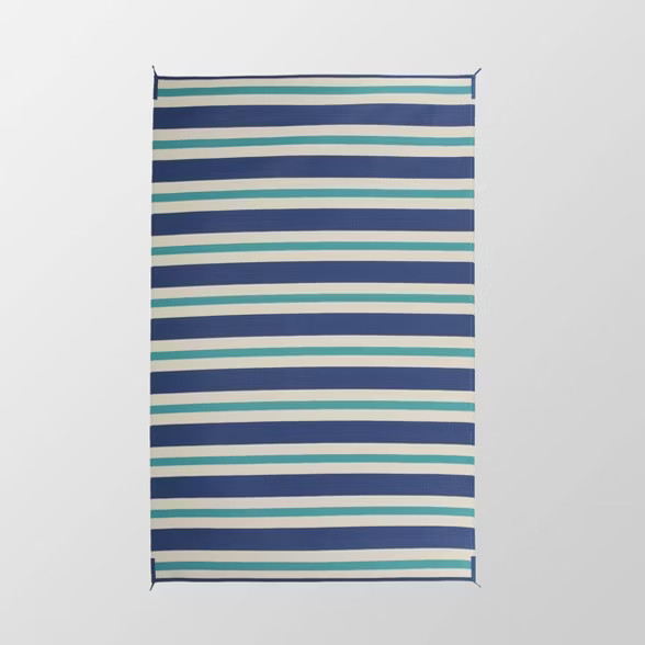 6'x9' Argosy Outdoor Modern Scatter Rug Turquoise/Cream - Christopher Knight Home | Target