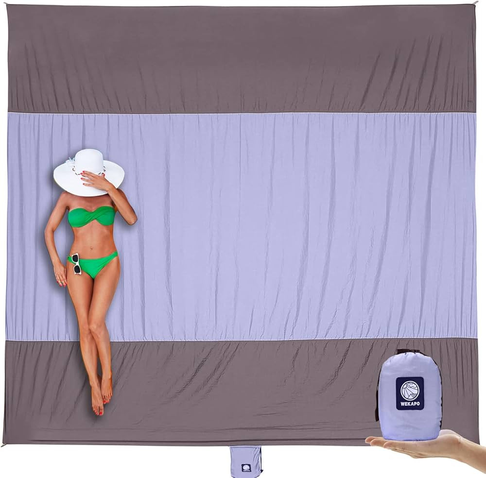 WEKAPO Beach Blanket Sandproof, Extra Large Beach Mat, Big & Compact Sand Free Mat Quick Drying, ... | Amazon (US)