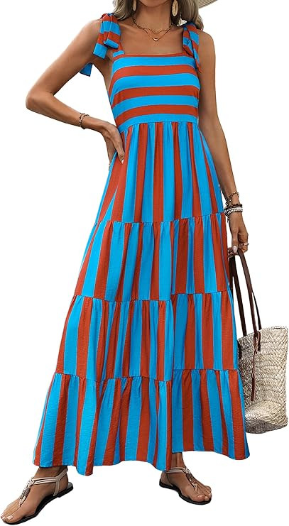 PRETTYGARDEN Women Dresses 2026 Summer Floral Sleeveless Maxi Dress Casual Spaghetti Strap Tiered... | Amazon (US)