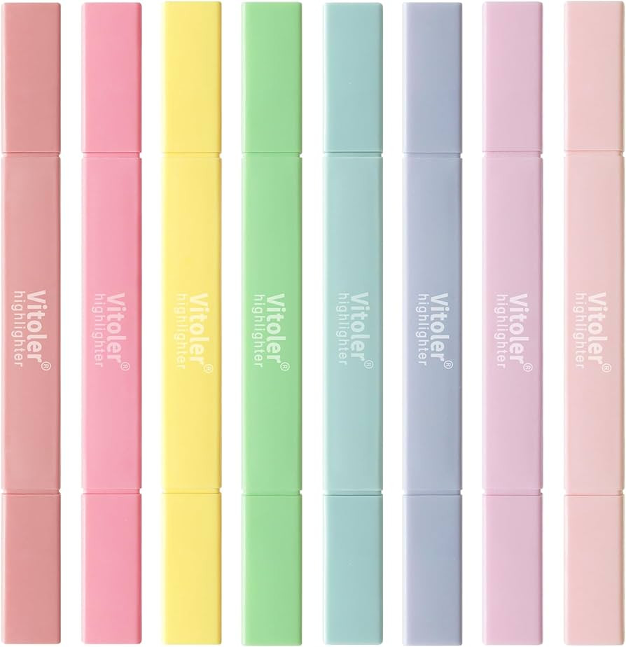 Vitoler Bible Highlighters,8 Pack Pastel Colors Highlighters Set for Book,Double Sided Highlighte... | Amazon (US)