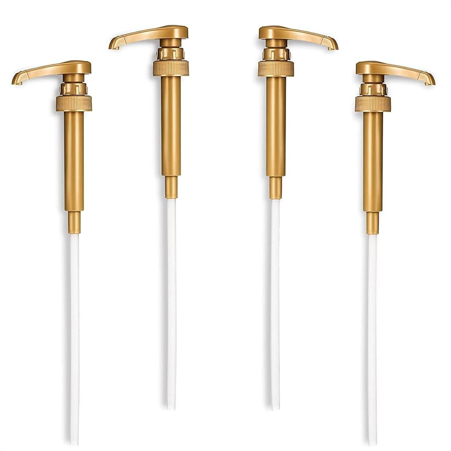 Gold Coffee Syrup Pump Dispenser - 4Pcs Skinny Syrup Pump for Torani Syrup Bottles Fits 25.4 Oz /... | Amazon (US)