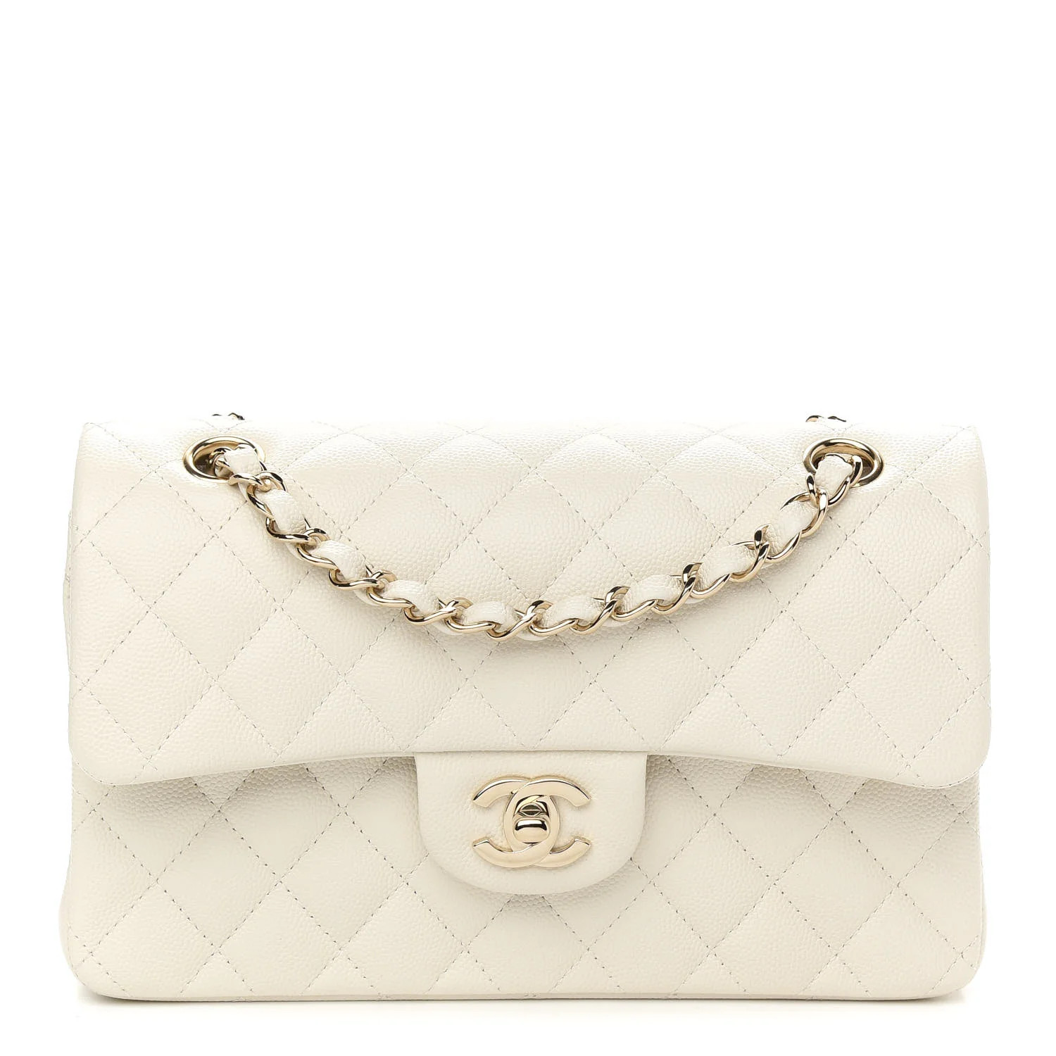 CHANEL Caviar Quilted Small Double Flap White | FASHIONPHILE | Fashionphile