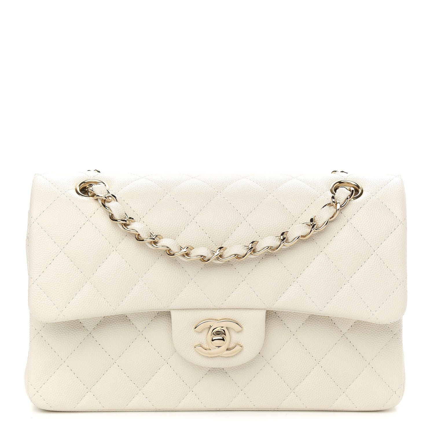CHANEL Caviar Quilted Small Double Flap White | FASHIONPHILE | Fashionphile