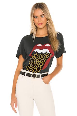 DAYDREAMER Rolling Stones Leopard Tongue Tour Tee in Vintage Black from Revolve.com | Revolve Clothing (Global)