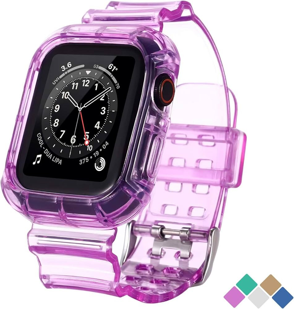 POHNUI Bands Compatible with Apple Watch Bands 38mm 40mm 42mm 44mm Women Men, Clear Band with Bum... | Amazon (US)